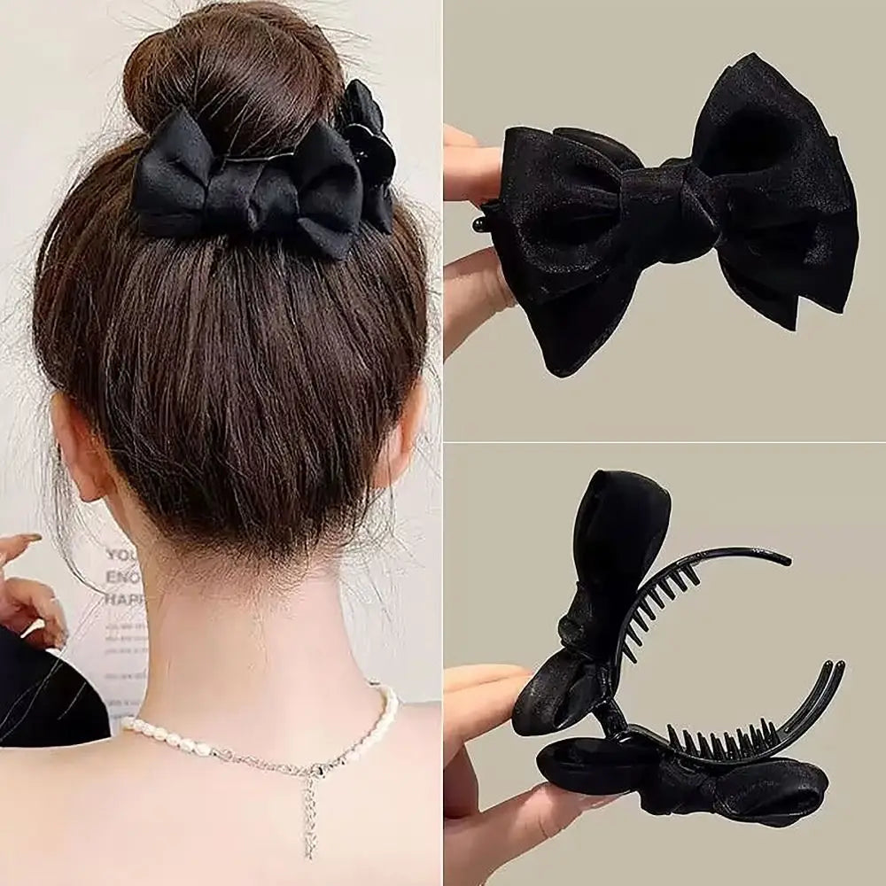 Back Head Hair Clamp Elegant Pastoral Style Bow Grab Clip Hair Accessories Hair Clip Women Girls