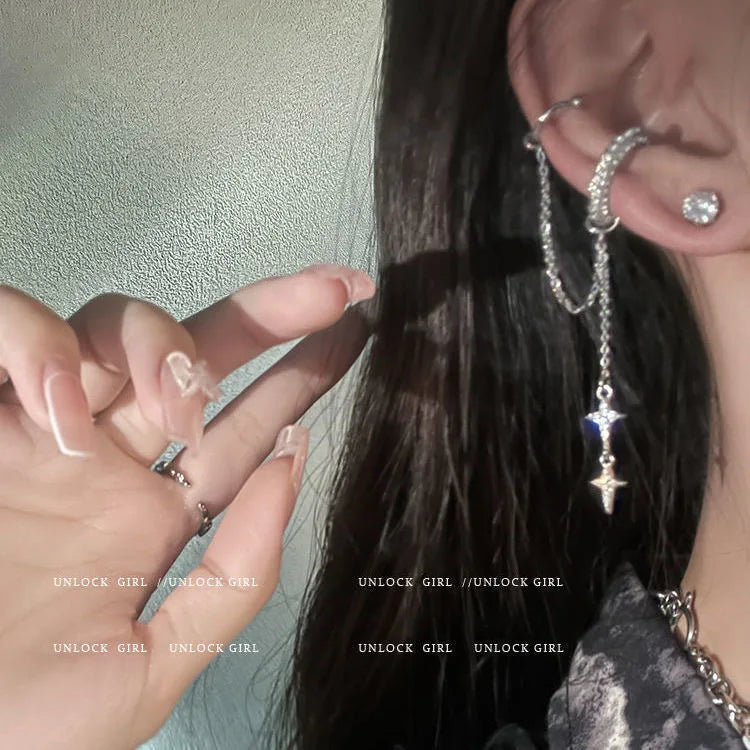 Sparkling Zirconia Ear Cuff Cilp Earrings Crystal Rhinestone Butterfly Ear Clips Without Piercing For Women Wedding Jewelry Gift