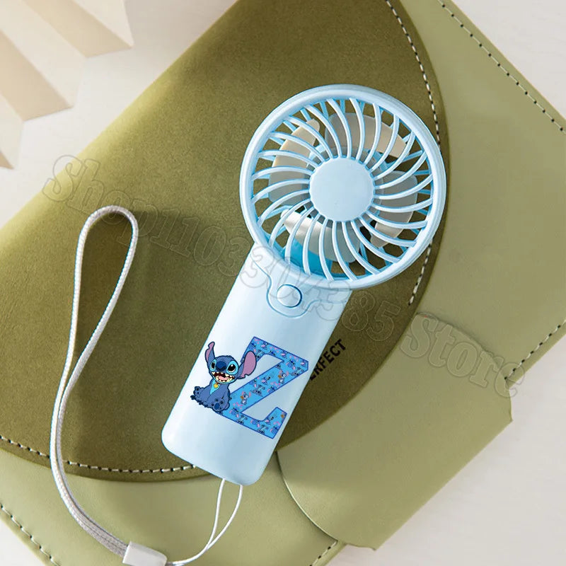 Lilo Stitch Letter A-Z Mini Fan Disney Kawaii Hand Fans Kids Summer Outdoor Portable Cooling Appliances Children Birthday Gift