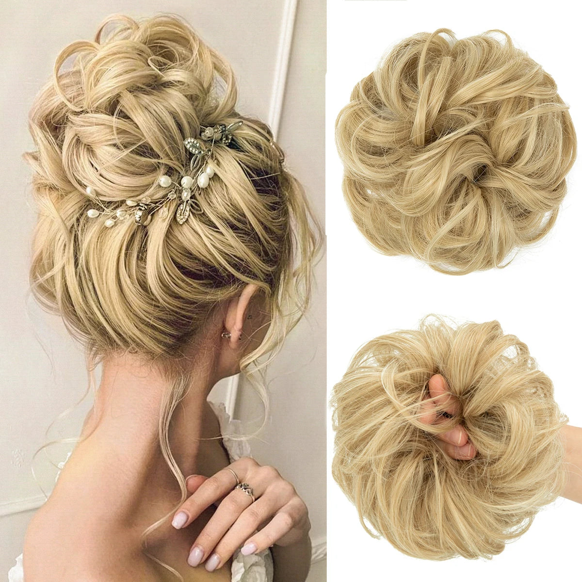 Wholesale Synthetic Hair Bun Extensions Messy Curly Elastic Hair Scrunchies Hairpieces Synthetic Chignon Donut Updo Hair Pieces