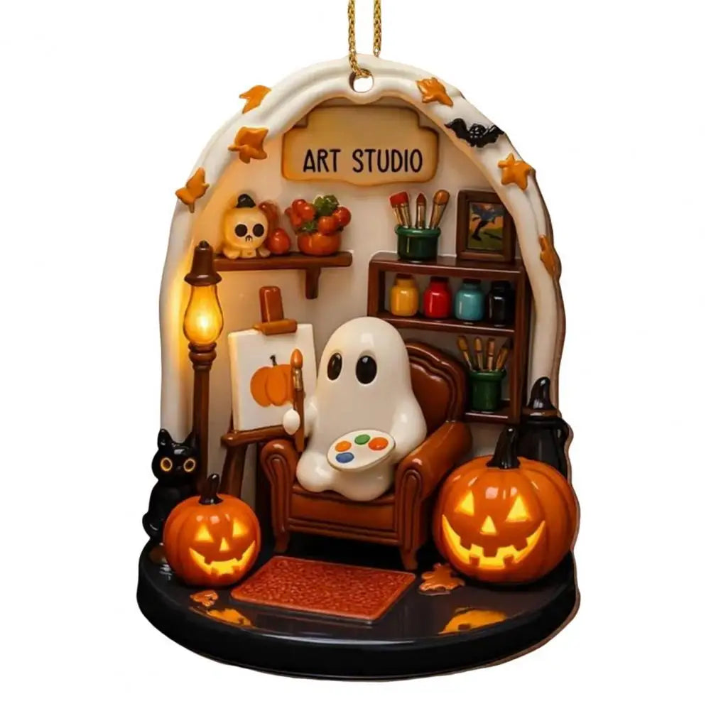Cute Halloween Decorations Spooky Halloween Ghost Ornaments for Indoor Home Decor Acrylic Ghost-themed Hanging for Reading