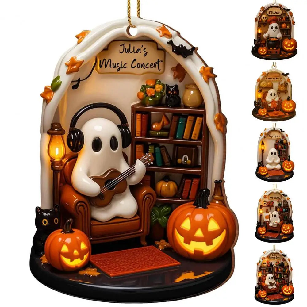 Cute Halloween Decorations Spooky Halloween Ghost Ornaments for Indoor Home Decor Acrylic Ghost-themed Hanging for Reading
