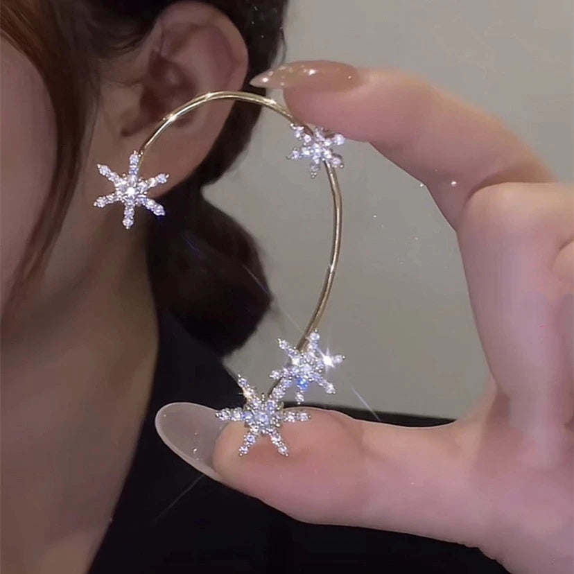 Sparkling Zirconia Ear Cuff Cilp Earrings Crystal Rhinestone Butterfly Ear Clips Without Piercing For Women Wedding Jewelry Gift