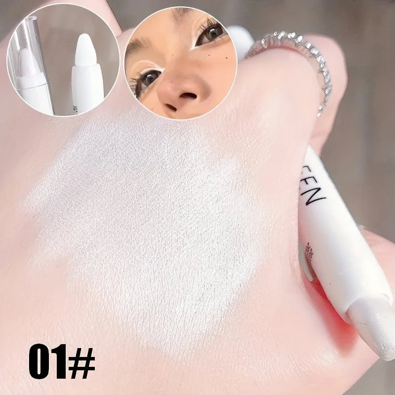 1PC Glitter Highlighter Pen Pearlescent Matte White Silvery Brighten Eyeshadow Stick Shiny Eye Face Makeup