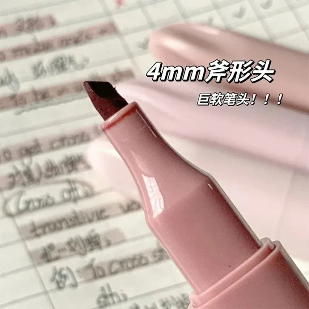 Pastel Highlighter Set Marker Pens Lipstick Design Soft Brush Tip for Drawing Painting Office Liner School Supplies Kawaii