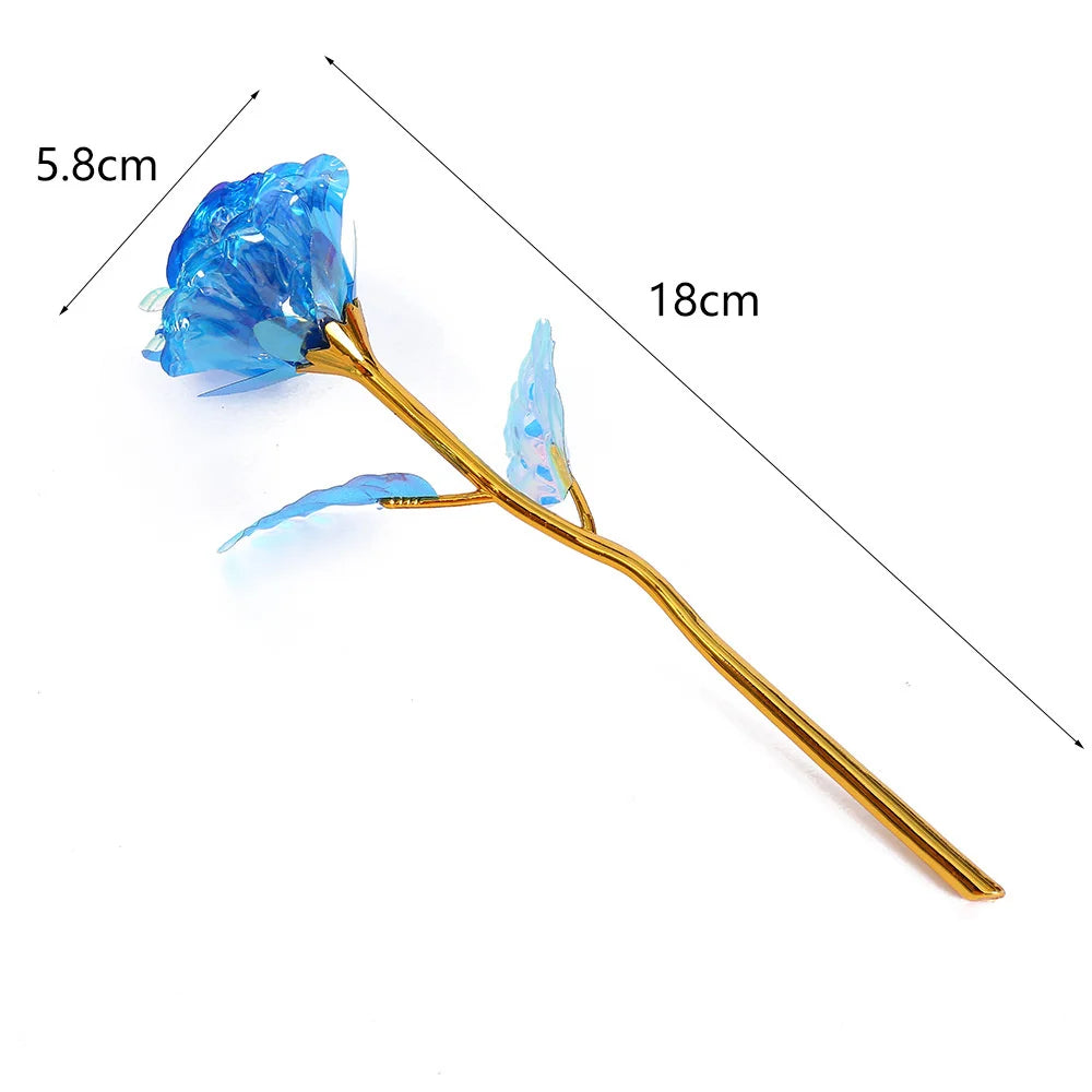18cm 24k Golden Rose Flower Valentine Day Gift Artificial Roses Foil Rose Flowers Party Wedding Decoration Holiday Present