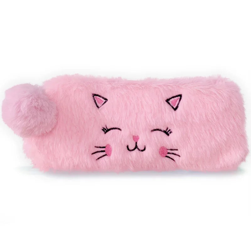 Cute Cat Pencil Case Plush Pencil Cases For Girls Trousse Scolaire Soft School Supplies Estuche Escolar Stationery Pencil Pouch