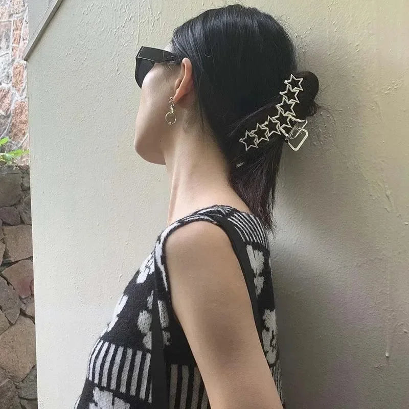 Fashion Hollow Star Pentagram Love Heart Hair Claws Sweet Cool Charm Trend Hair Clip for Women Aesthetics Y2K Hair Accessories