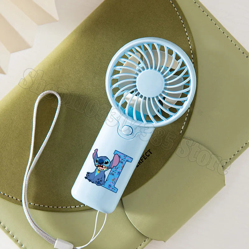 Lilo Stitch Letter A-Z Mini Fan Disney Kawaii Hand Fans Kids Summer Outdoor Portable Cooling Appliances Children Birthday Gift