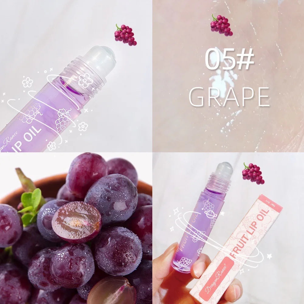 1Pcs Fresh Fruit Roll-On Lip Balm Moisturizing Clear Transparent Lip Oil Long Lasting Hydrating Lip Gloss Woman Makeup Cosmetics