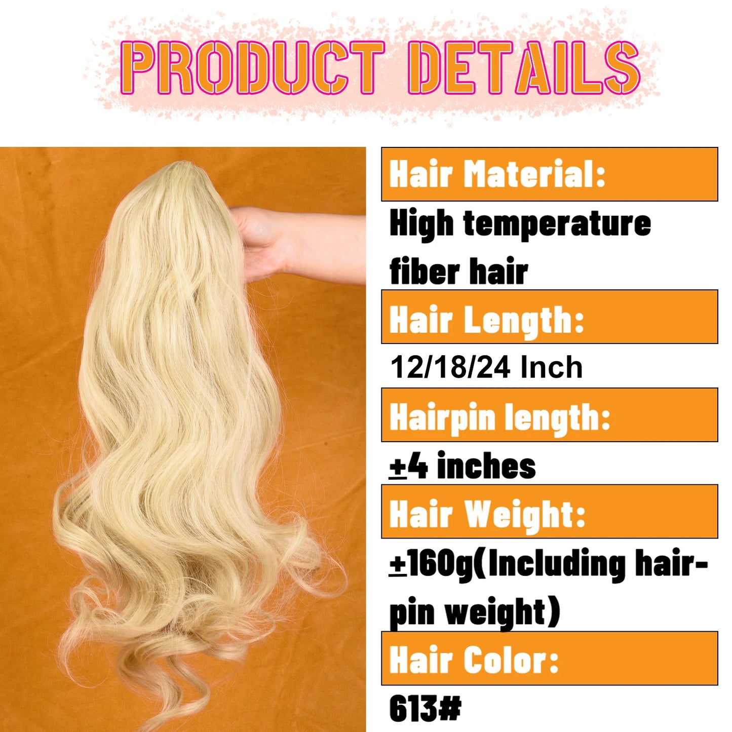Synthetic Hair Piece Claw Clip in Ponytail Extension for women, Layered Wavy Hair Ponytail Extension, Soft Natural Looking