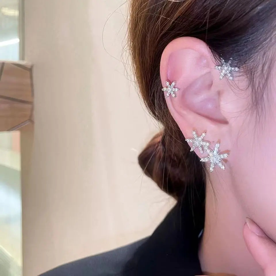 Sparkling Zirconia Ear Cuff Cilp Earrings Crystal Rhinestone Butterfly Ear Clips Without Piercing For Women Wedding Jewelry Gift