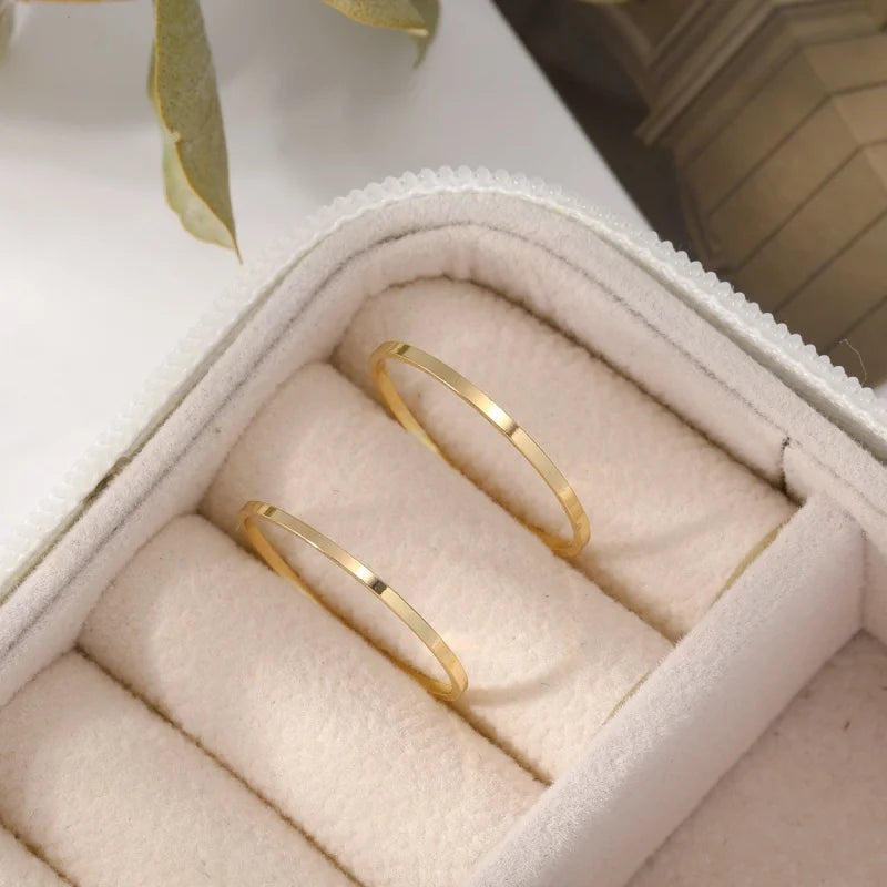 2Pcs Classic Simple Dainty Smooth Woman Thin Ring Top Quality Jewelry For Women Girls Fashion Wedding Party Jewelry Gift