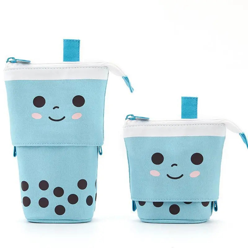Standing Pencil Case Cute Telescopic Pen Holder Kawaii Stationery Pouch Makeup Cosmetics Bag for School Students Pink Lavander A