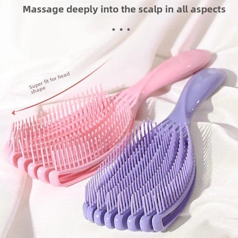 1pc Soft Silicone Detangling Comb Anti Static Hairbrush Curly Hair Shell-shaped Comb Pro Salon Tools Suitable for All Hair Types
