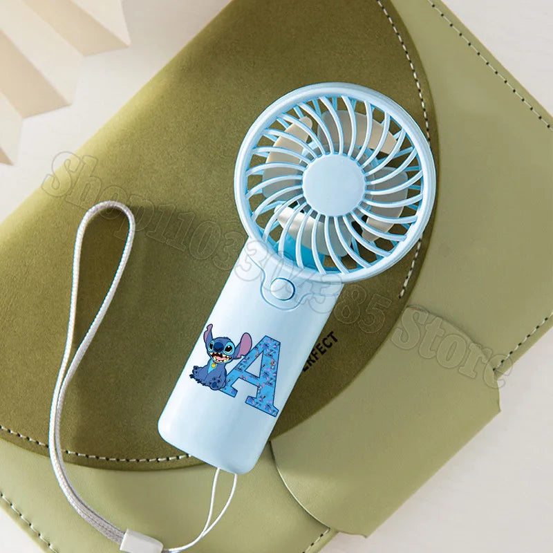 Lilo Stitch Letter A-Z Mini Fan Disney Kawaii Hand Fans Kids Summer Outdoor Portable Cooling Appliances Children Birthday Gift