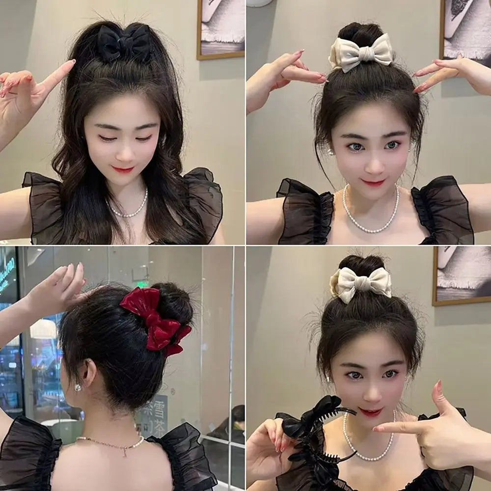 Back Head Hair Clamp Elegant Pastoral Style Bow Grab Clip Hair Accessories Hair Clip Women Girls