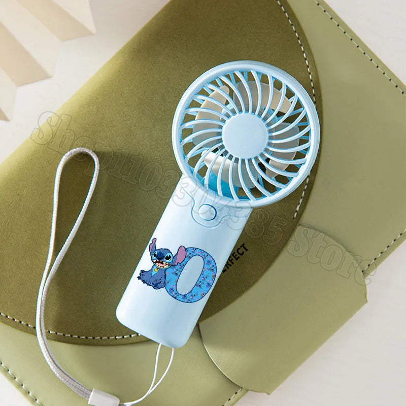 Lilo Stitch Letter A-Z Mini Fan Disney Kawaii Hand Fans Kids Summer Outdoor Portable Cooling Appliances Children Birthday Gift
