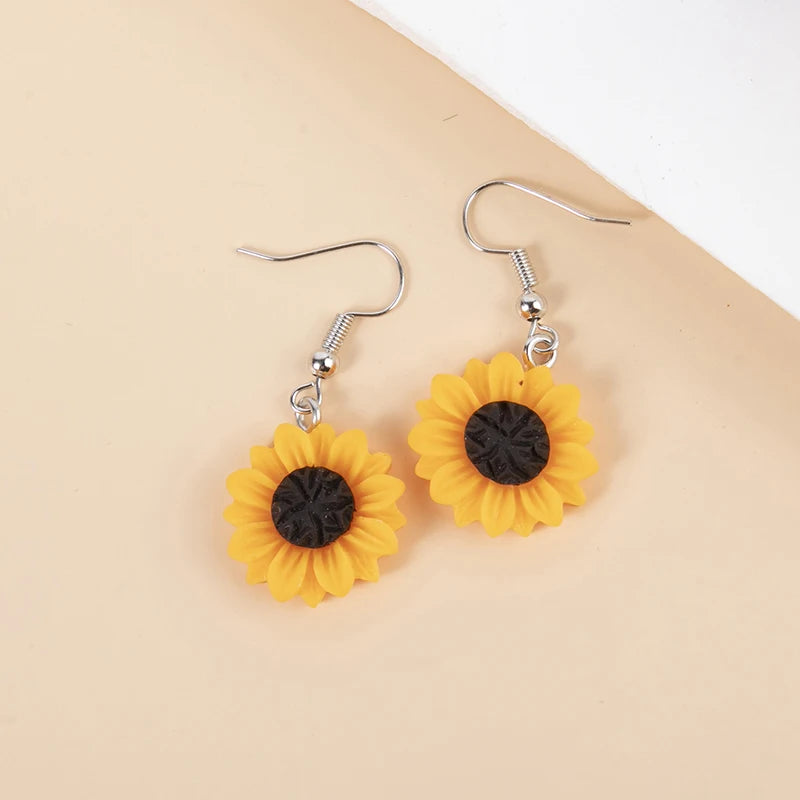 1pair Resin Daisy Chrysanthemum SunFlower Drop Earrings Multi-szie DangleEarrings Pendant For DIY Jewelry Gifts