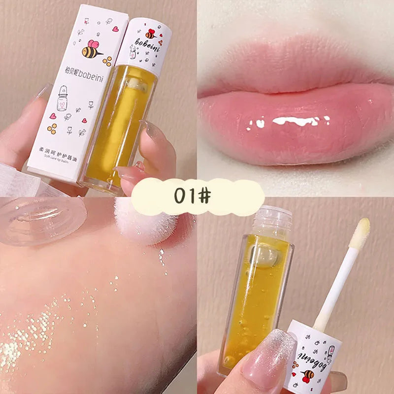 Peach Milk Lip Oil, Bee Lip Balm, Moisturizing Lip Balm, Soothing And Hydrating Lip Oil, Easily Repairs Dry, Cracked Lips
