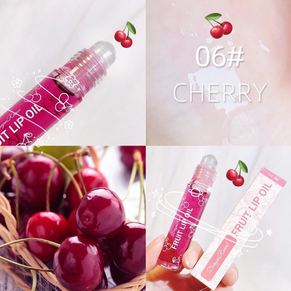 1Pcs Fresh Fruit Roll-On Lip Balm Moisturizing Clear Transparent Lip Oil Long Lasting Hydrating Lip Gloss Woman Makeup Cosmetics