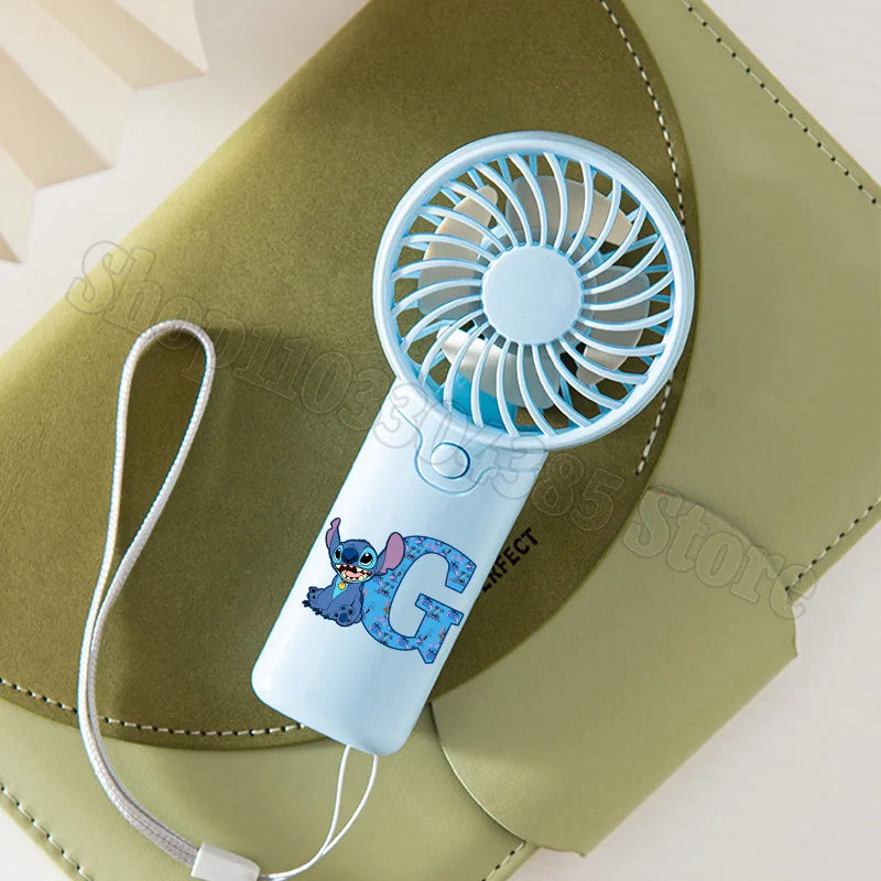 Lilo Stitch Letter A-Z Mini Fan Disney Kawaii Hand Fans Kids Summer Outdoor Portable Cooling Appliances Children Birthday Gift