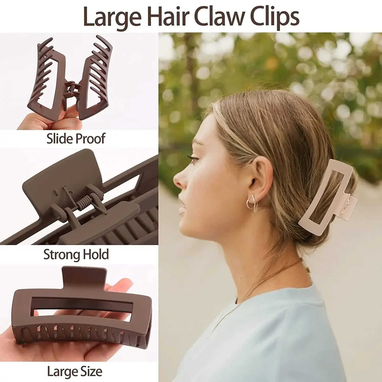 Korean Large Claw Clips Women Plastic Claw Clips Black Matte Clip Hair Claw Non-slip Crab Hairpins Fashion Beach HairAccessories