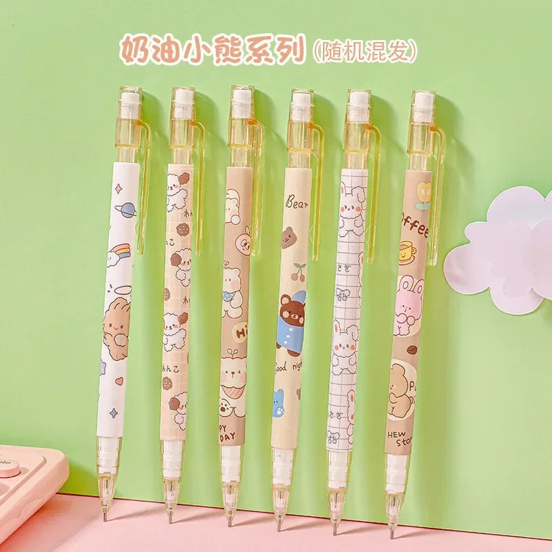 HEYEJET 1 Pieces 0.5mm Honey Peach Cute Press Automatic Mechanical Pencil School Office Supplies Student Stationery Gift Refill