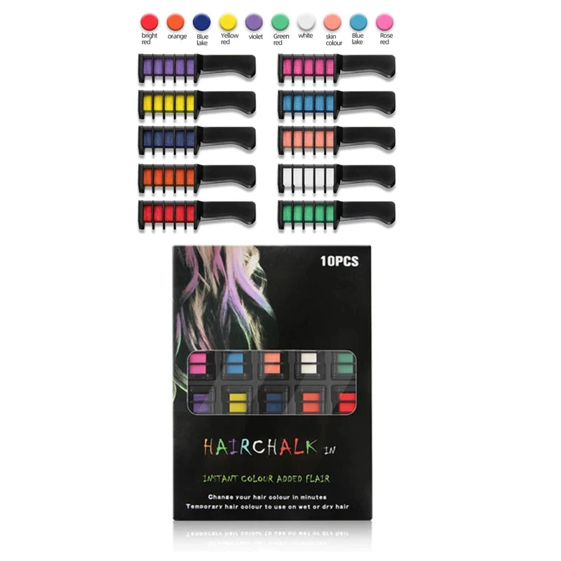 10PCS Children Multi Color Hair Dye Comb Set Fashion Makeup Toy Kits Disposable Hair Dyeing Comb Toys For Girl Paint Hair