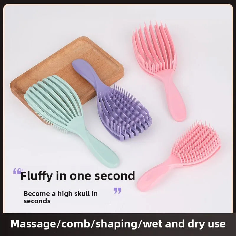 1pc Soft Silicone Detangling Comb Anti Static Hairbrush Curly Hair Shell-shaped Comb Pro Salon Tools Suitable for All Hair Types