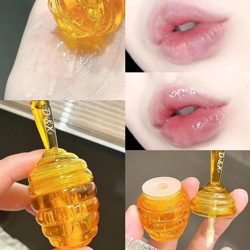 1/2pcs Honey Pot Lip Oil Long Lasting Moisturizing Clear Lip Oil Liquid Lipstick Lip Gloss Makeup Cosmetics