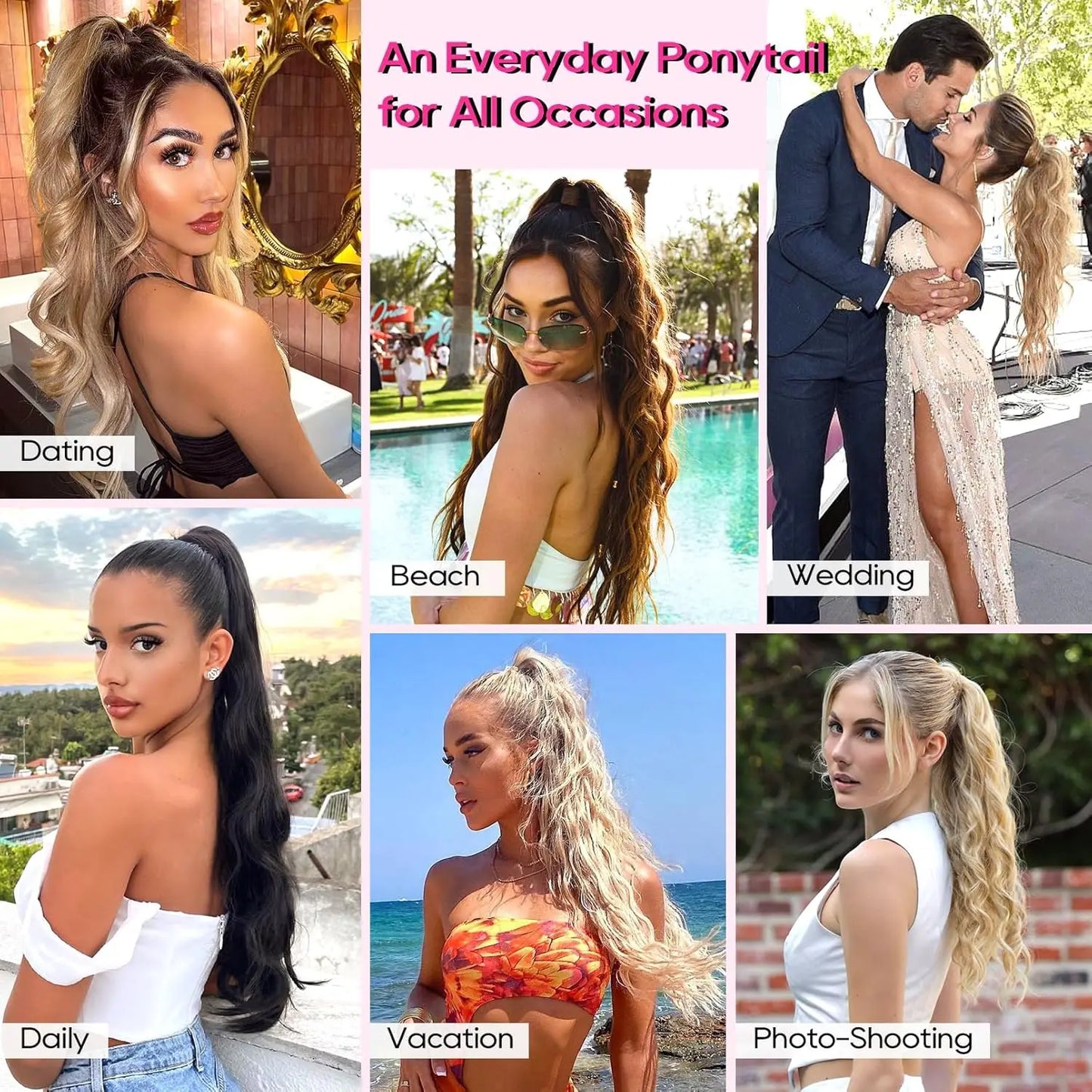 Synthetic Hair Piece Claw Clip in Ponytail Extension for women, Layered Wavy Hair Ponytail Extension, Soft Natural Looking