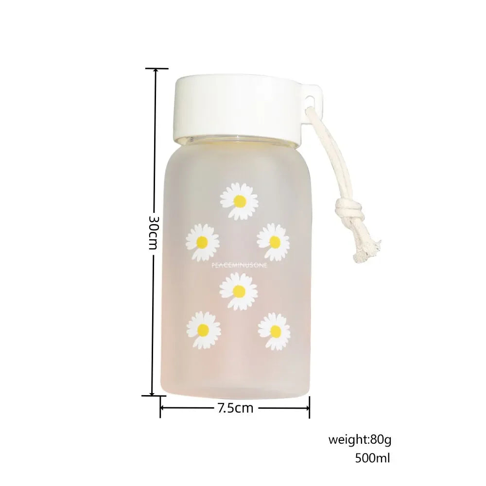 500ml Plastic Transparent Water Bottle BPA Free Portable Outdoor Sports Cup Mug Student with Rope