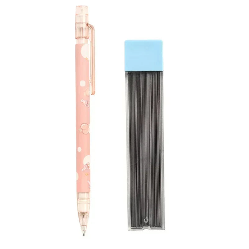 HEYEJET 1 Pieces 0.5mm Honey Peach Cute Press Automatic Mechanical Pencil School Office Supplies Student Stationery Gift Refill