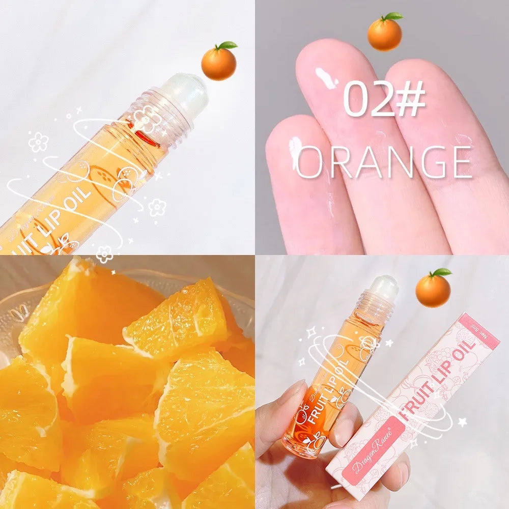 1Pcs Fresh Fruit Roll-On Lip Balm Moisturizing Clear Transparent Lip Oil Long Lasting Hydrating Lip Gloss Woman Makeup Cosmetics