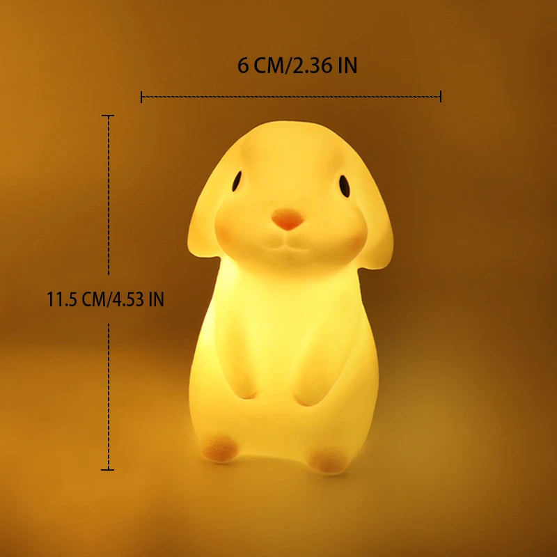 Silica Gel Night Light Bedroom Decor Lights Button Battery Powered Moonlight Cartoon Animal Lamps Children Gift Decorative Lamp