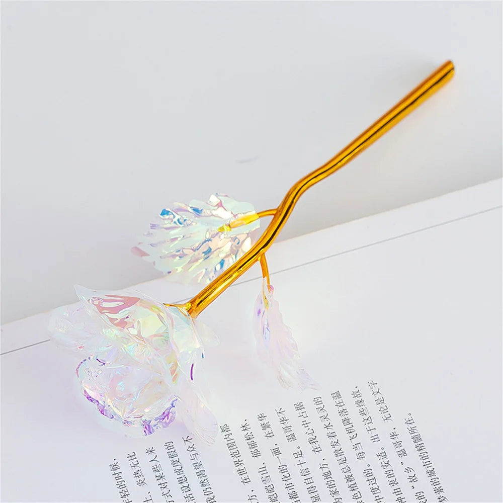 18cm 24k Golden Rose Flower Valentine Day Gift Artificial Roses Foil Rose Flowers Party Wedding Decoration Holiday Present
