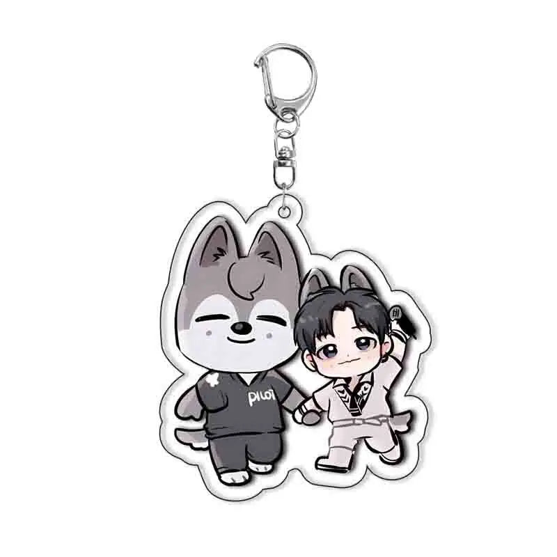 Cute Kpop Acrylic KeyChain Korean Boy Band Cartoon Backpack Pendant Keyring Car Chain Lovely Mobile Phone Accessories Fans Gifts