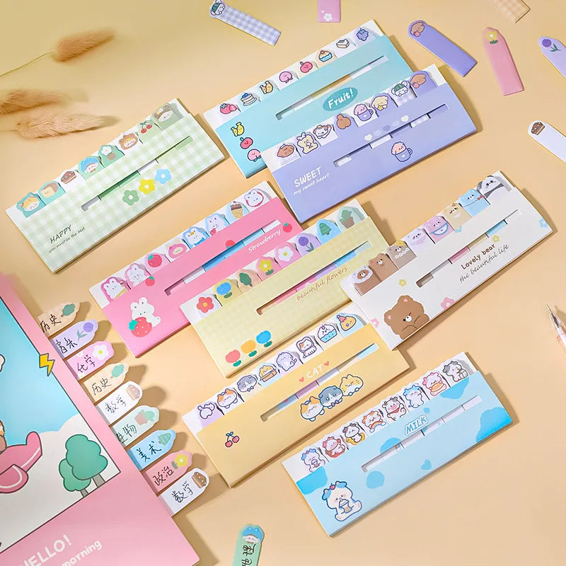 1 Piece Lytwtw's Kawaii Stationery Cartoon Animals Marker Memo Pad Bookmark Flags Index Tab Sticky Notes Label Paper Stickers