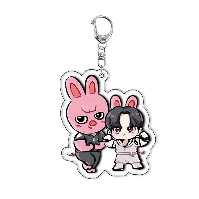 Cute Kpop Acrylic KeyChain Korean Boy Band Cartoon Backpack Pendant Keyring Car Chain Lovely Mobile Phone Accessories Fans Gifts