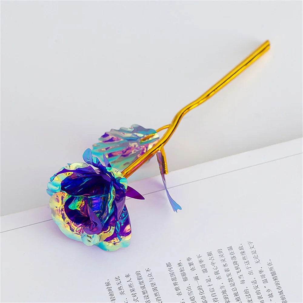 18cm 24k Golden Rose Flower Valentine Day Gift Artificial Roses Foil Rose Flowers Party Wedding Decoration Holiday Present