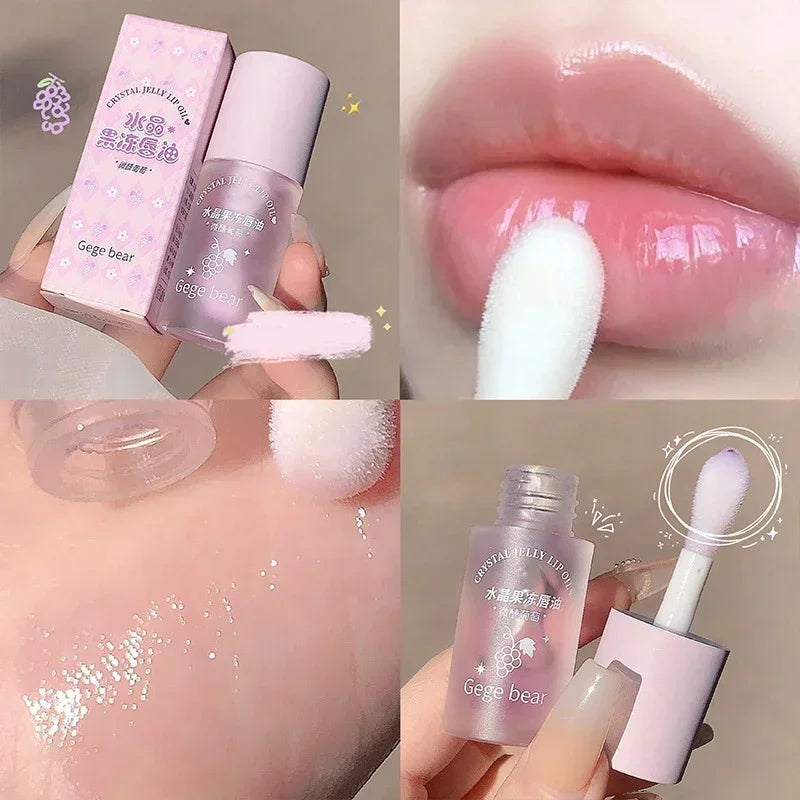 Crystal Jelly Lip Oil Hydrating Plumping Lip Coat For Lipstick Lip Gloss Tinted Clear Lip Plumper Serum Lip Care Fruit Lip Balm