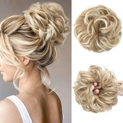 Wholesale Synthetic Hair Bun Extensions Messy Curly Elastic Hair Scrunchies Hairpieces Synthetic Chignon Donut Updo Hair Pieces