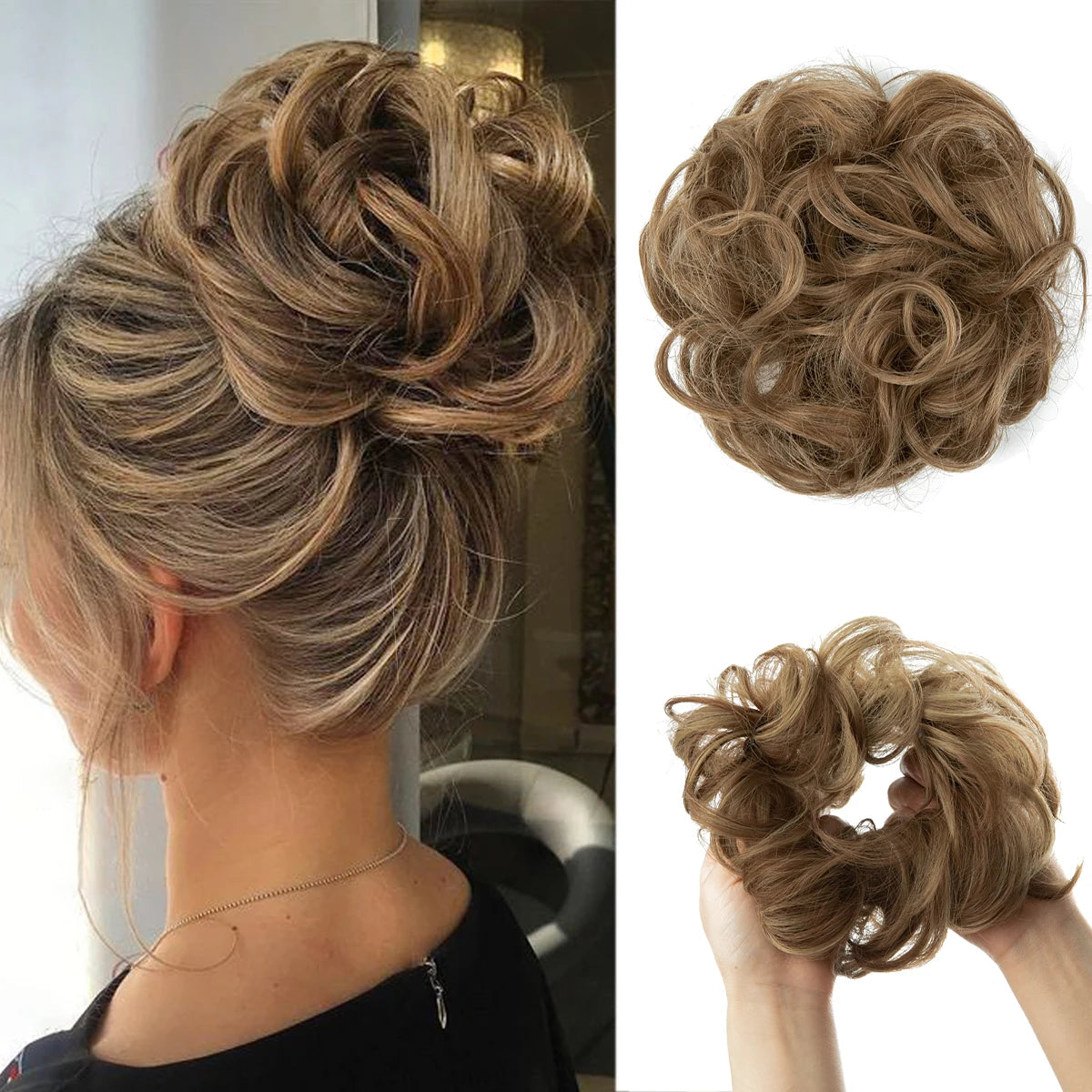 Wholesale Synthetic Hair Bun Extensions Messy Curly Elastic Hair Scrunchies Hairpieces Synthetic Chignon Donut Updo Hair Pieces