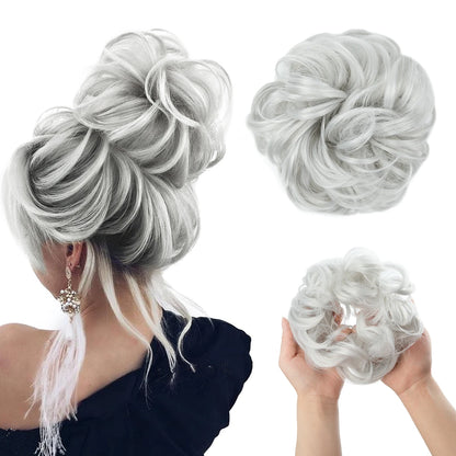 Wholesale Synthetic Hair Bun Extensions Messy Curly Elastic Hair Scrunchies Hairpieces Synthetic Chignon Donut Updo Hair Pieces