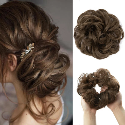 Wholesale Synthetic Hair Bun Extensions Messy Curly Elastic Hair Scrunchies Hairpieces Synthetic Chignon Donut Updo Hair Pieces