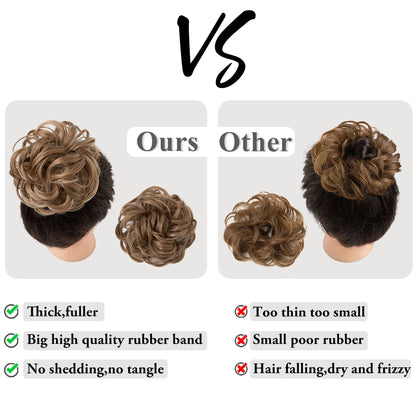 Wholesale Synthetic Hair Bun Extensions Messy Curly Elastic Hair Scrunchies Hairpieces Synthetic Chignon Donut Updo Hair Pieces