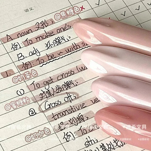 Pastel Highlighter Set Marker Pens Lipstick Design Soft Brush Tip for Drawing Painting Office Liner School Supplies Kawaii