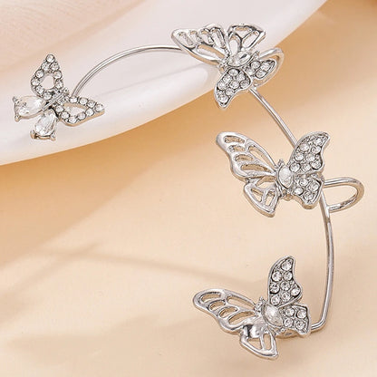 Sparkling Zirconia Ear Cuff Cilp Earrings Crystal Rhinestone Butterfly Ear Clips Without Piercing For Women Wedding Jewelry Gift