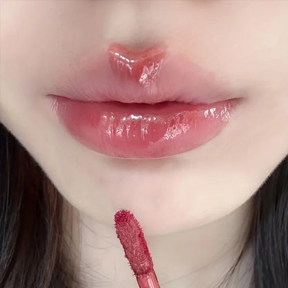 6 color lip glaze, cute little bear, mirror gloss, jelly lips with sparkling light dew water, long-lasting stain resistant trans